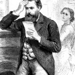 Victorian Man Reading Bad News Letter - 1884 Illustration