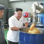 Kim Jung Un visits factory & finds it hilarious.