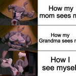 Bugs Bunny Muscle evolution | How my mom sees me; How my Grandma sees me; How I see myself | image tagged in bugs bunny muscle evolution,dank memes,memes,funny | made w/ Imgflip meme maker