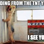 Original SCP-173 | ME HIDING FROM THE TNT YEETER; I SEE YOU | image tagged in original scp-173 | made w/ Imgflip meme maker