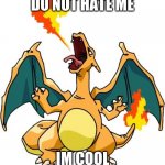 Charizard | DO NOT HATE ME; IM COOL | image tagged in charizard | made w/ Imgflip meme maker