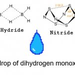 Hydride, Nitride, | A drop of dihydrogen monoxide | image tagged in hydride nitride | made w/ Imgflip meme maker