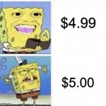 Spongebob wallet | $4.99; $5.00 | image tagged in spongebob wallet,memes,funny,money,spongebob | made w/ Imgflip meme maker