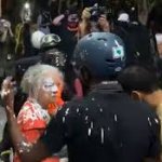 Old lady getting paint thrown in her face meme