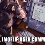 Actual Imgflip user commenting | ACTUAL IMGFLIP USER COMMENTING | image tagged in monkey computer,imgflip,user,commenting | made w/ Imgflip meme maker