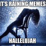 Raining memes hallelujah | IT’S RAINING MEMES; HALLELUJAH | image tagged in rain reflection,funny memes | made w/ Imgflip meme maker