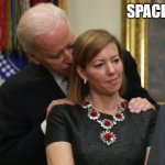 Joe Biden Sniffs Hair | SPACE INVADER | image tagged in joe biden sniffs hair | made w/ Imgflip meme maker