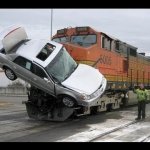 Train smacking a car