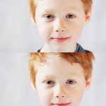 calm and contented red-headed boy x4