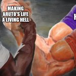 Kamen Rider Zero-One in a nutshell | HOROBI; MAKING ARUTO'S LIFE A LIVING HELL; ARK; GAI | image tagged in triple handshake meme | made w/ Imgflip meme maker