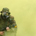 Soldier With a Gas mask