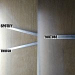 YouTube is the best | SPOTIFY; YOUTUBE; TWITCH | image tagged in 2 into 1 | made w/ Imgflip meme maker