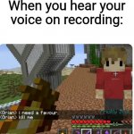 I need a favour | When you hear your voice on recording: | image tagged in grian kill me,funny,memes | made w/ Imgflip meme maker