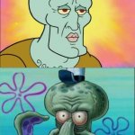 My fellow call center peoples know my pain. | WHEN I BEGIN THE CALL... ...AND I IMMEDIATELY GET YOUR DUMB ASS ON THE LINE | image tagged in handsome squidward | made w/ Imgflip meme maker