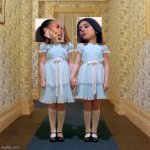 Gucci Twins | image tagged in twins from the shining,gucci,gucci gang,twin sisters | made w/ Imgflip meme maker