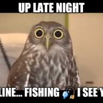 Late night at work | UP LATE NIGHT; ONLINE... FISHING 🎣 I SEE YOU | image tagged in late night at work | made w/ Imgflip meme maker
