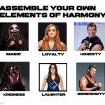 WWE's Elements of Harmony | image tagged in assemble your own elements of harmony,wwe | made w/ Imgflip meme maker