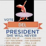 vote del for president rickroll meme