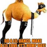 hump day | DO A LIL DANCE. MAKE A LIL LOVE. IT'S HUMP DAY! | image tagged in hump day | made w/ Imgflip meme maker