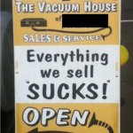 Marshfield Vacuum House Sign meme