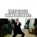 Psy Horse Dance Meme | DISNEY PRINCESS:*SINGS*; EVERY SINGLE ANIMAL NEAR HER: | image tagged in memes,psy horse dance,gangnam style | made w/ Imgflip meme maker