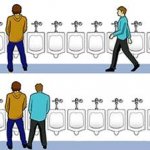 Men in urinal