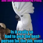 Staff Selection | In relation to Political Correctness / Diversity and Self Gratification by Proxy. Is it really so bad to pick the best person for the job, even if it is a White Bloke? Yarra Man | image tagged in common sense | made w/ Imgflip meme maker