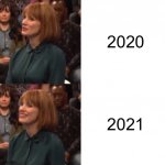 2021 is already better than 2020 | 2020; 2021 | image tagged in jessica chastain google talk | made w/ Imgflip meme maker