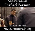 Black Panther Chadwick Boseman Rest In Heaven King | image tagged in black panther chadwick boseman rest in heaven king | made w/ Imgflip meme maker