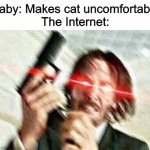 John Wick and Cats | Baby: Makes cat uncomfortable
The Internet: | image tagged in john wick,memes,cats,babies | made w/ Imgflip meme maker