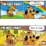 Unbearable | THE EAST COAST; THE WEST COAST | image tagged in unbearable | made w/ Imgflip meme maker