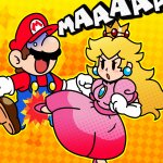 Princess peach kicks Mario in the balls