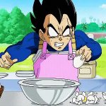 Vegeta trying to crack an egg GIF Template