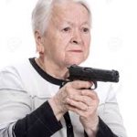 Granny holding gun
