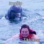 They're scared, i know it | Imgflip; Tiktokers | image tagged in woman swimming from dolphin,tik tok,tiktok | made w/ Imgflip meme maker