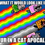 Nyan cat | THIS IS WHAT IT WOULD LOOK LIKE IN SPACE; IF YOUR IN A CAT APOCALYPSE | image tagged in nyan cat,funny memes | made w/ Imgflip meme maker