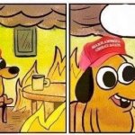 this is fine dog with maga hat