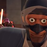 Demoknight Rushing Up to a Disguised Spy