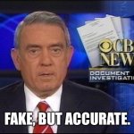Dan Rather CBS | FAKE, BUT ACCURATE. | image tagged in dan rather cbs | made w/ Imgflip meme maker