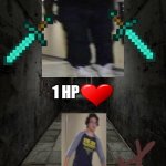 Minecraft hunger games. | 1 HP; FIRST GAME ON MINECRAFT HUNGER GAMES | image tagged in hallway | made w/ Imgflip meme maker