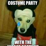 mouse dog | ME AT THE COSTUME PARTY; WITH THE WORST COSTUME | image tagged in mouse dog | made w/ Imgflip meme maker
