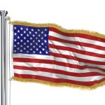 American flag with gold fringe