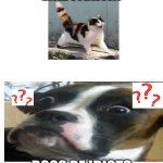DUMDUM DOG | CATS BE LIKE FIGHTIN; DOGS BE IDIOTS AND CLUELESS | image tagged in dumb dog,battle cat | made w/ Imgflip meme maker