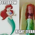 Eyebrows | LEFT EYEBROW; RIGHT EYEBROW | image tagged in ariel hot dog | made w/ Imgflip meme maker