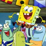 Sponge Bob Carried On Shoulders
