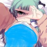 Green hair anime girl censored