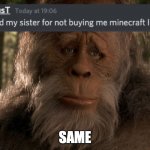 me too | SAME | image tagged in me too | made w/ Imgflip meme maker