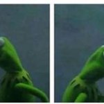 Kermit looking left and right meme