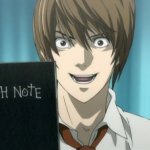 Light holding the Death Note meme