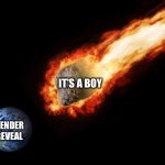 Gender reveal | IT’S A BOY; GENDER REVEAL | image tagged in jackass giant asteroid | made w/ Imgflip meme maker